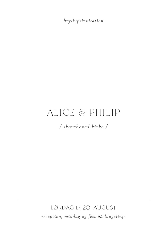 Minimalistisk - Alice og Philip Bryllupsinvitation